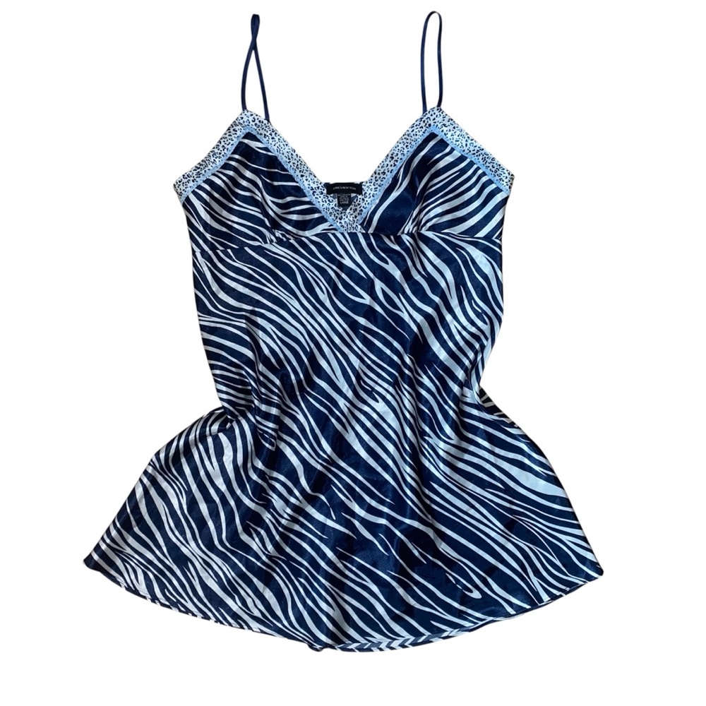 Jones New York Navy and White Animal Print Top